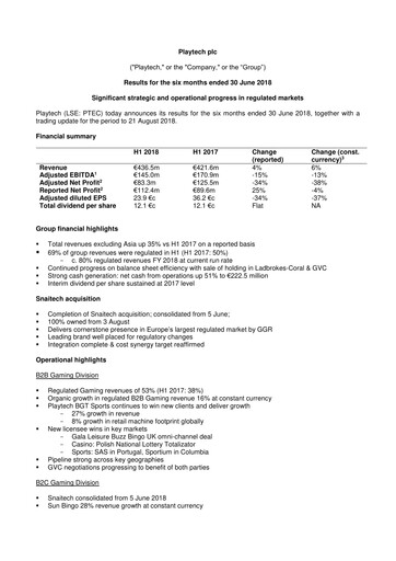 Vorschaubild Playtech Finanzmitteilung 2018-h1