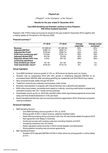 Vorschaubild Playtech Finanzmitteilung 2019