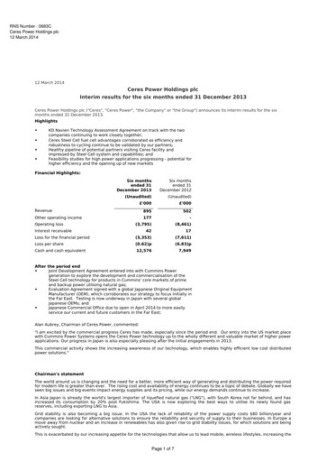 Thumbnail Ceres Power Half-year Report 2013-h2