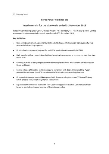 Thumbnail Ceres Power Half-year Report 2015-h2