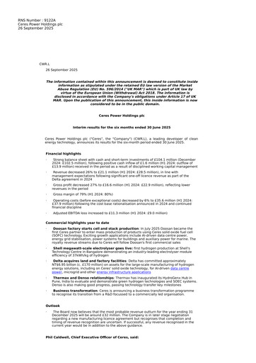 Thumbnail Ceres Power Half-year Report 2025-h1