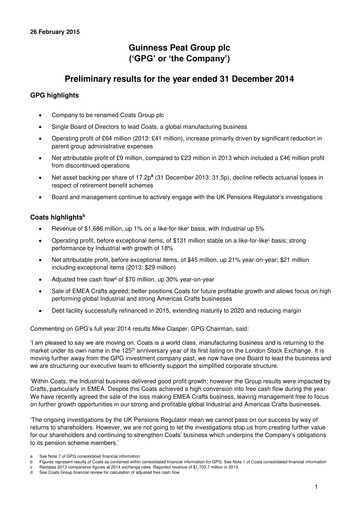Miniature Coats Group Rapport financier 2014