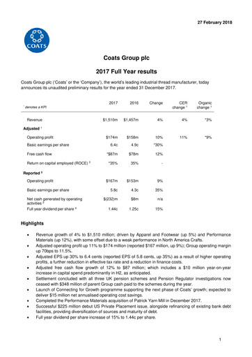 Miniature Coats Group Rapport financier 2017