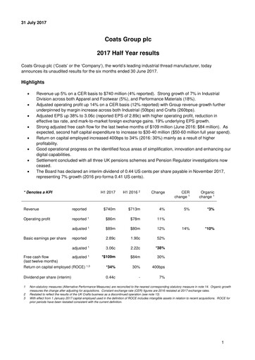 Miniature Coats Group Rapport semestriel 2017-h1