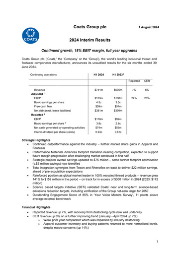 Miniature Coats Group Rapport semestriel 2024-h1