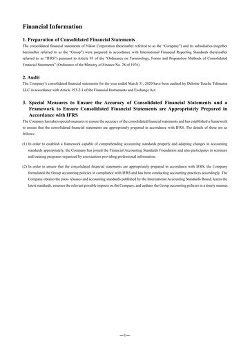 Thumbnail Nikon Financial Statement fy2020