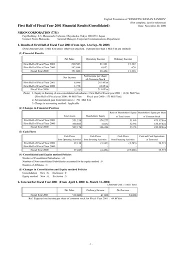 Vorschaubild Nikon Halbjahresbericht 2001-h1