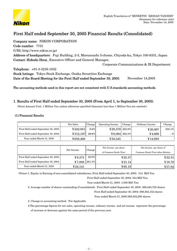 Vorschaubild Nikon Halbjahresbericht 2006-h1