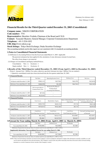 Thumbnail Nikon Quarterly Report 2004-q3