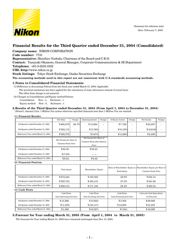 Thumbnail Nikon Quarterly Report 2005-q3