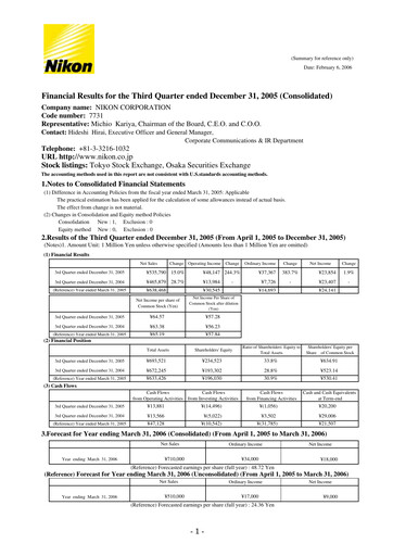 Thumbnail Nikon Quarterly Report 2006-q3