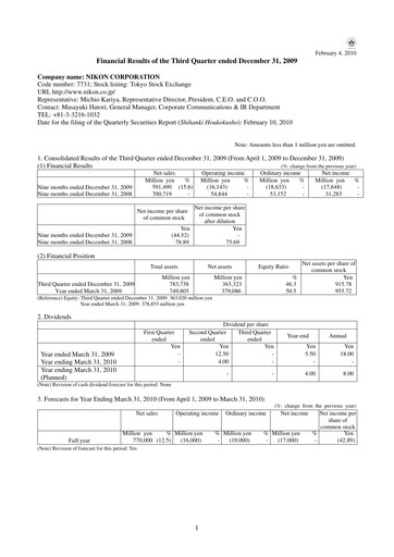 Thumbnail Nikon Quarterly Report 2010-q3