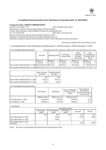 Thumbnail Nikon Quarterly Report 2021-q3
