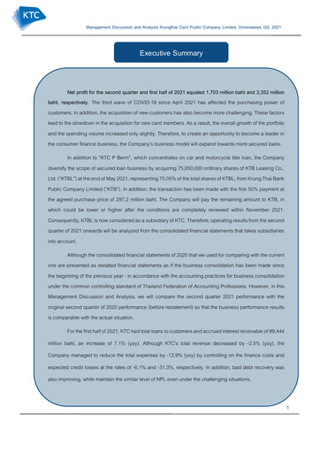 Miniature Krungthai Card Rapport trimestriel 2021-q2