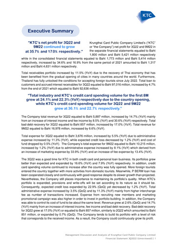 Miniature Krungthai Card Rapport trimestriel 2022-q3