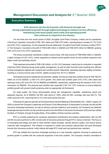 Miniature Krungthai Card Rapport trimestriel 2025-q3