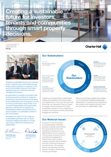 Thumbnail Charter Hall Group Sustainability Report 2014