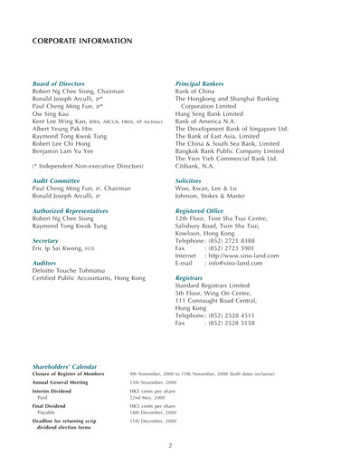 Thumbnail Sino Land Annual Report 2000