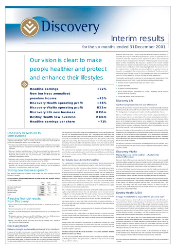 Thumbnail Discovery Limited Half-year Report 2001-h1