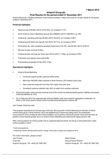 Thumbnail 4imprint Group Financial Report 2011