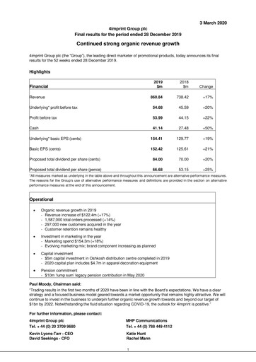 Thumbnail 4imprint Group Financial Report 2019