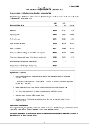 Thumbnail 4imprint Group Financial Report 2022