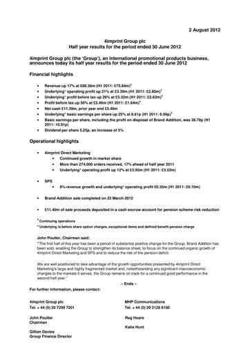 Thumbnail 4imprint Group Half-year Report 2012-h1