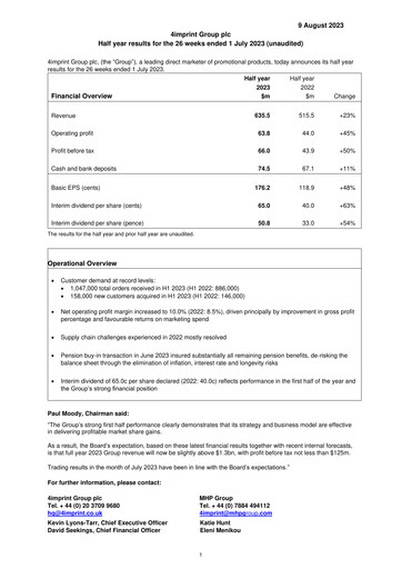 Thumbnail 4imprint Group Half-year Report 2023-h1