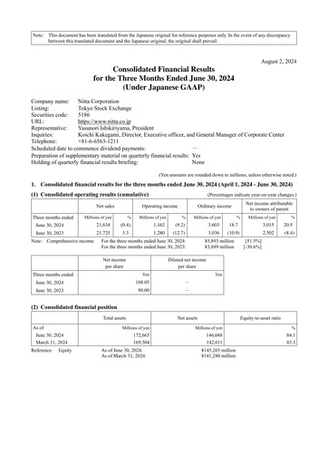 Thumbnail Nitta Corporation Quarterly Report 2025-q1