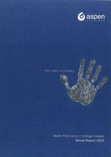 Thumbnail Aspen Pharmacare Annual Report 2003