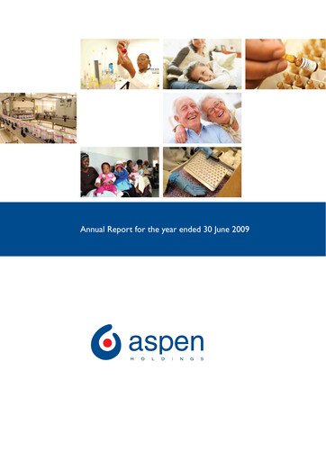 Thumbnail Aspen Pharmacare Annual Report 2009