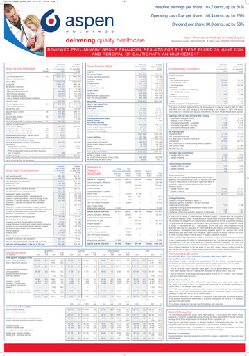 Thumbnail Aspen Pharmacare Financial Statement 2004