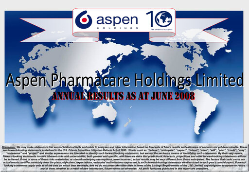Thumbnail Aspen Pharmacare Financial Statement 2008