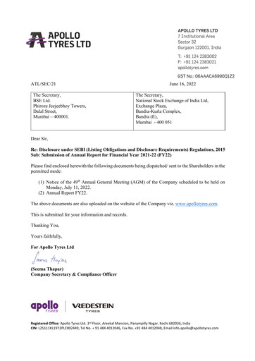 Thumbnail Apollo Tyres Annual Report 2021-2022