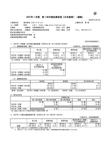 Thumbnail Mitsui High-tec Quarterly Report 2027-q1