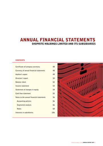 Miniature Shoprite Bilan financier 2007