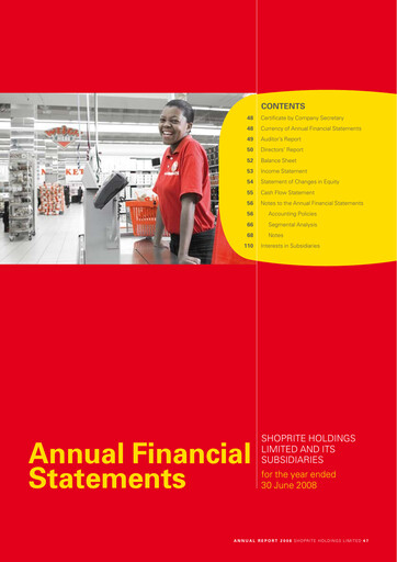 Miniature Shoprite Bilan financier 2008
