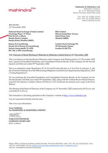 Thumbnail Mahindra & Mahindra Quarterly Report 2022-q2