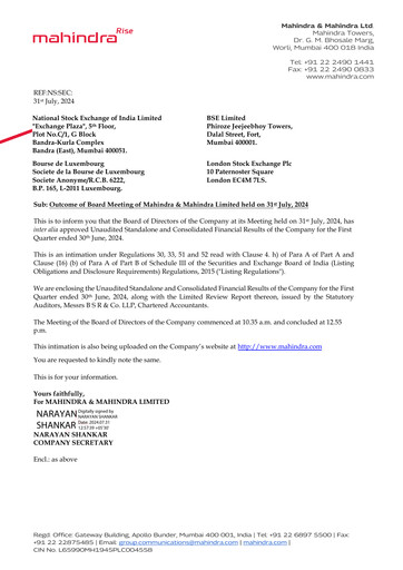 Thumbnail Mahindra & Mahindra Quarterly Report 2024-q1