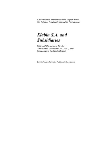 Thumbnail Klabin Financial Statement 2011