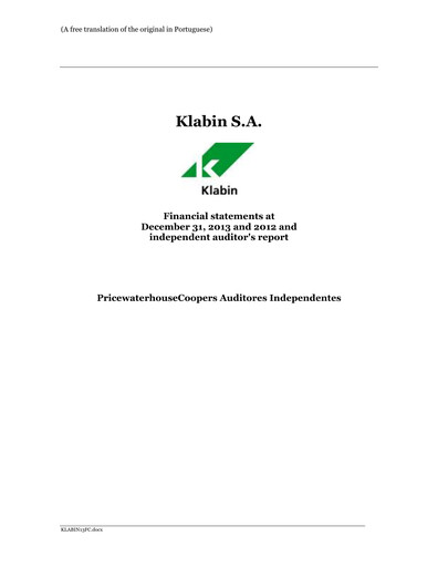 Thumbnail Klabin Financial Statement 2013