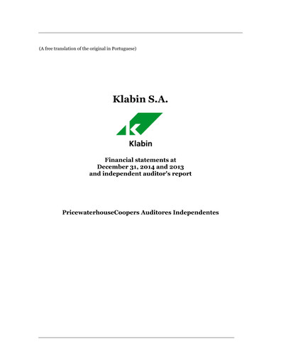 Thumbnail Klabin Financial Statement 2014