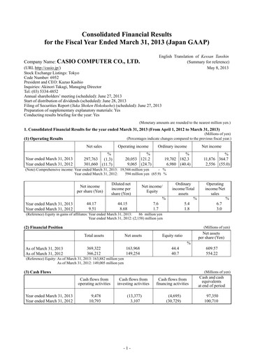 Thumbnail CASIO Financial Statement fy2013