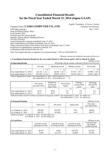 Thumbnail CASIO Financial Statement fy2014
