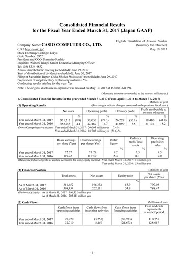 Thumbnail CASIO Financial Statement fy2017