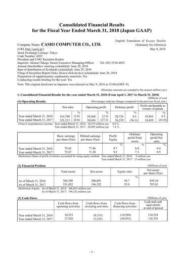 Thumbnail CASIO Financial Statement fy2018
