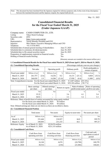 Thumbnail CASIO Financial Statement fy2025