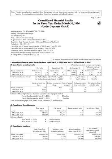 Thumbnail CASIO Financial Statement fy2026