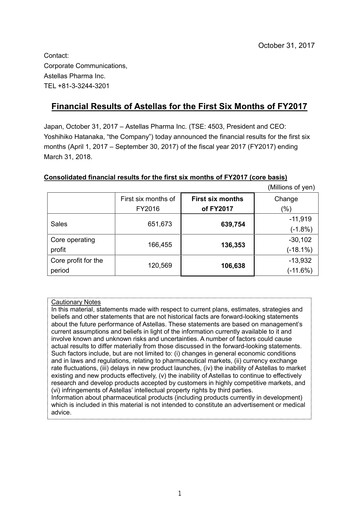 Thumbnail Astellas Pharma Half-year Report fy2017-h1