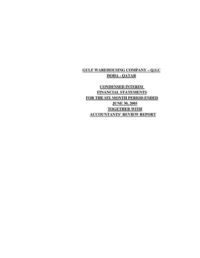 Thumbnail Gulf Warehousing Company Half-year Report 2005-h1